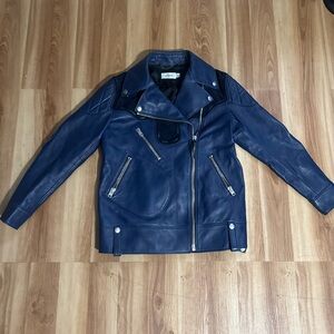 Vintage Coach Navy Leather Jacket